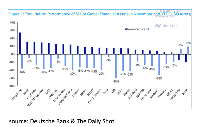 total return performance of major global financial assets in November